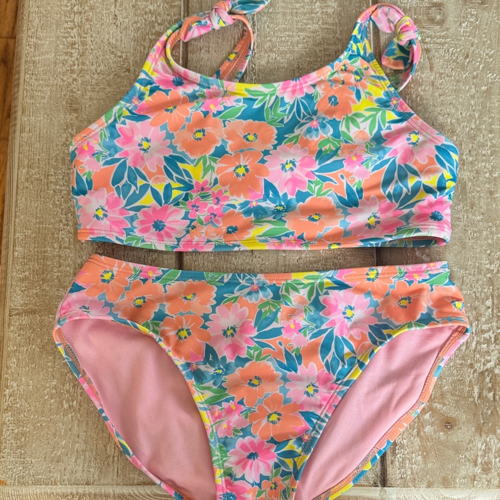Cat & Jack Pink and Blue girls Floral Bikini